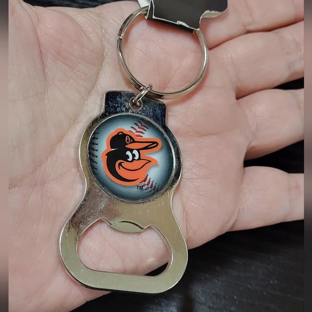 Baltimore Orioles Keychain Bottle Opener Metal Silver Orange Retro MLB Baseball‎